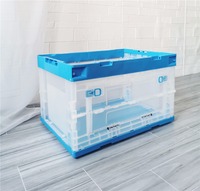 Grande caisse de rangement pliable transparente avec couvercle solide, boîte multifonctionnelle en PP injecté pour usage domestique, recyclable, pliable