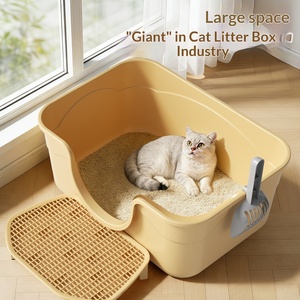 Bac à litière pour chat extra large semi-fermé en PP, côtés hauts, anti-éclaboussures, design carré, pour Maine Coon et foyers multi-chats - Product Image 3