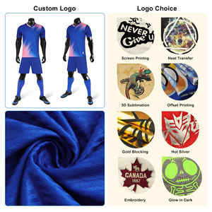 Maillots de football personnalisés de haute qualité en polyester/coton respirant à séchage rapide, impression par transfert thermique, noms et numéros d'équipe - Product Image 2