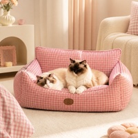 Coussin pour animaux de compagnie pour chats et chiens, tapis rectangulaire pour animaux, tissu toutes saisons, tapis de canapé, motif à carreaux, utilisation universelle en voiture, intérieur/extérieur