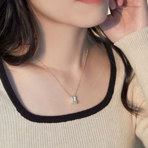 Dylam Rhodium 18K Gold Sterling <b>Silver</b> Infinite Elements Cubic Zirconia Crystal <b>Initial</b> W Alphabet Gradient <b>Pendant</b> Necklace - Product Image 4
