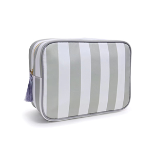 Bolsa de Maquillaje <span class=keywords><strong>Grande</strong></span> con Borla y Rayas Rojas, 9 Colores Disponibles, Bolsa de Viaje de Nailon con Cierre para Mujeres y Niñas, Ideal para Vacaciones en la <span class=keywords><strong>Playa</strong></span> - Product Image 4