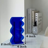 Vase géométrique en forme de vague acrylique bleu Klein Décor contemporain moderne pour les mariages de bureau à domicile