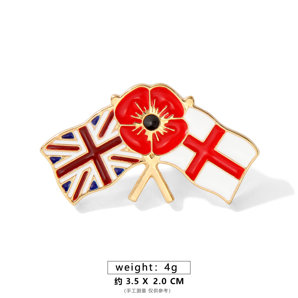 Fleur de pavot doré double drapeau
