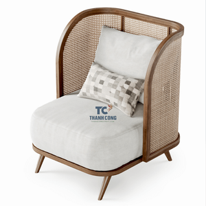 TOP Luxury Nordic Wicker Rattan Chair Dinner Furniture Natural Wood Cane <b>Arm</b> Rattan Back Wicker Dining Chairs - Product Image 4