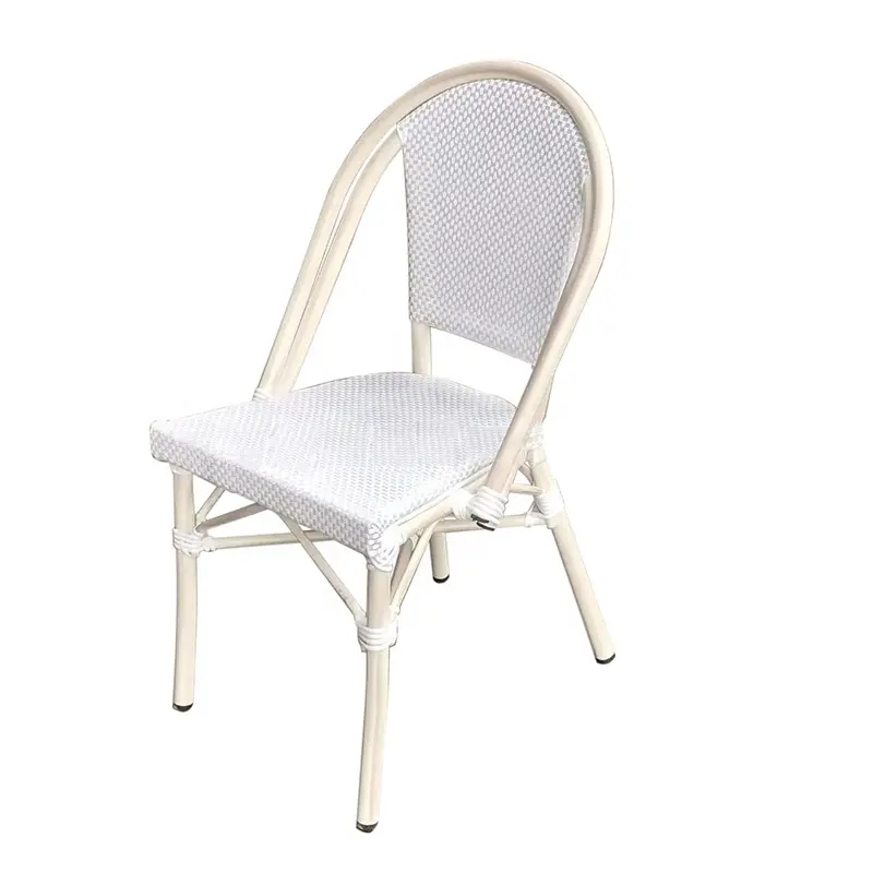 Modern Design Patio Furniture Hotel Villa Cafe Restaurant Garden Metal Frame White Outdoor Chairs