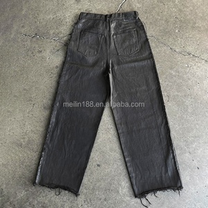 Pantalones Vaqueros Encerados Holgados para Hombre, Diseño de Marca Privada OEM, Logotipo Personalizado, Pantalones de Estilo Urbano - Product Image 2