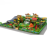 Équipement de terrain de jeux intérieur pour enfants 2025 Espace 500 mètres carrés 4 étages Thème jungle animale Jeux doux Grands toboggans 50-100