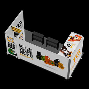 บูธแสดงสินค้ารูปตัวยูแบบกำหนดเองพร้อมกล่องไฟ SEG จอแสดงผลแบบพกพาสำหรับงานแสดงสินค้าพร้อมไฟเพดานด้านบนและกราฟิกทรงลูกบาศก์ - Product Image 4