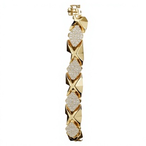 Orelia Iuxe Bracelet en argent plaqué or rose avec moissanite taille radiant, maillons en forme de queue de poisson, en argent S925, cadeau pour femme, idéal pour les soirées - Product Image 1