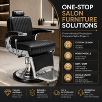 Fauteuil de Barbier Hydraulique Vintage de Luxe Inclinable avec Appui-tête Réglable, Base Chromée et Repose-pieds pour Salon de Coiffure