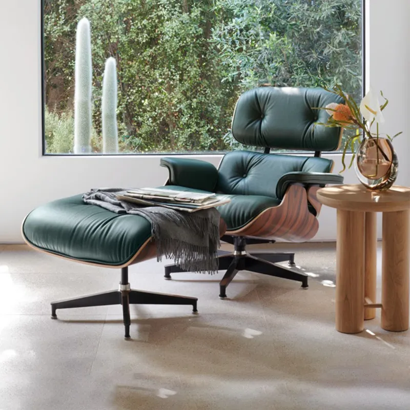 Modern basit klasik lüks deri salon eğlence sandalye dışkı için Recliner ile ev lüks vurgu mobilya