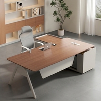Ensemble de bureau de direction moderne, table de bureau de PDG de luxe légère avec armoire latérale, mobilier de bureau de direction