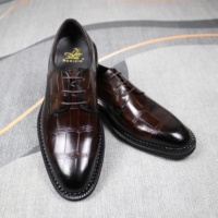 Chaussures Derby en cuir gaufré crocodile de haute qualité pour hommes, semelle épaisse, chaussures de cérémonie pour mariage, chaussures de bureau