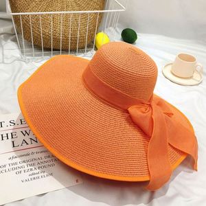 Wholesale Beach Seaside Vacation Summer Women <b>Straw</b> <b>Hat</b> Bowknot Wide Brim Summer Beach Floppy Gorras - Product Image 3