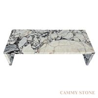 Table basse rectangulaire minimaliste en marbre Ocean Storm de Cammy Stone pour salons, salles de réception, hôtels et centres commerciaux