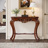 Nouveau Design Tribesigns 37.6 "Table Console rétro en bois élégante Table de couloir d'entrée à deux niveaux pour la décoration de salon à la maison