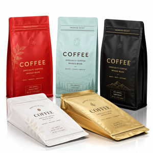 <span class=keywords><strong>Sac</strong></span> à café personnalisé avec impression numérique, <span class=keywords><strong>pochette</strong></span> à fond plat multicolores avec valve, emballage de qualité supérieure pour grains de café - Product Image 1