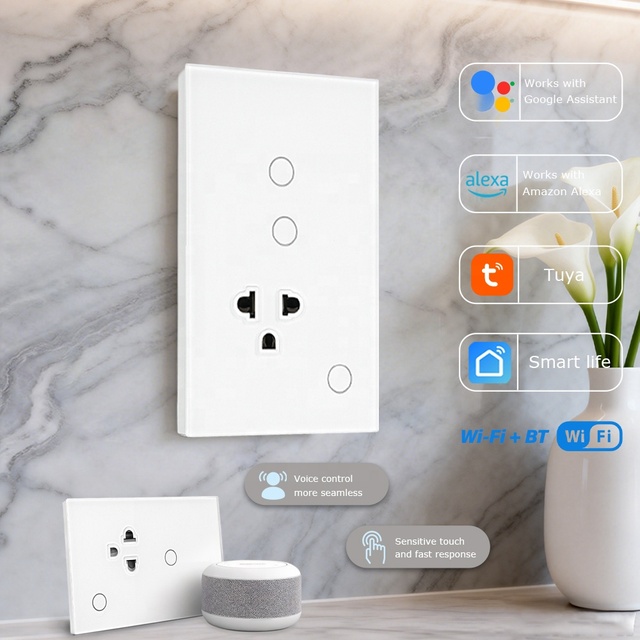 Timing Function Tuya Smart Life US Standard Smart Wi-Fi Thailand Type Plugs & Sockets and Double 2 Gang Smart Wall Light Switch