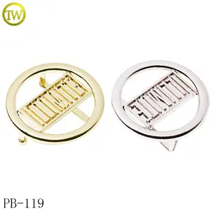 Fashion belt hardware supplier custom hollow letter buckle waist accessories round shaped gold logo buckles