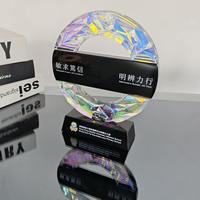 Trophée en cristal rond gravé sur mesure, plaque de récompense pour partenaire d'entreprise, prix de la conférence annuelle, souvenir en cristal