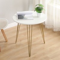 Table basse détachable de salon de style naturel avec pieds en métal, décoration pour salon, chambre à coucher, balcon, petite table à thé