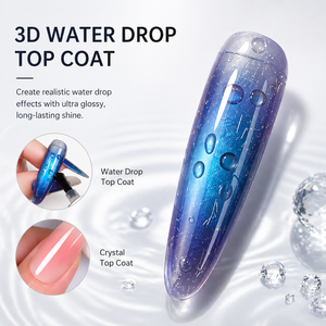 Gel UV/LED transparent bio personnalisé sans résidu, <span class=keywords><strong>effet</strong></span> goutte d'eau 3D, vernis de finition brillant pour nail art, en bouteille, pour manucure - Product Image 1