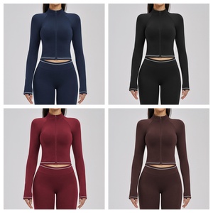 Veste de sport pour femme, nouvelle conception, coupe ajustée, manches longues, coupe-vent, chaude, pour la course à pied et le yoga. - Product Image 3