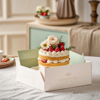 Boîte à gâteau rectangulaire recyclable en gros avec fenêtre, en carton imprimé en héliogravure, pour boulangerie, cadeau, alimentaire, avec logo personnalisé