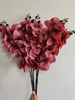 Bunga anggrek kupu-kupu warna musim gugur 9 Kepala besar Phalaenopsis dicetak kain Matte buatan untuk acara rumah