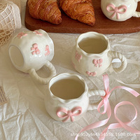 Tasse en céramique émaillée faite à la main de style Ins, 350 ml, tasses à café de luxe légères pour le bureau, mug irrégulier avec poignée