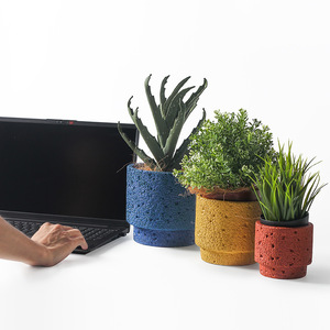 Maceta de cemento de estilo nórdico, cerámica mate, moda, personalidad artística simple, interior, rábano verde, bonsái suculento <span class=keywords><strong>con</strong></span> agujeros - Product Image 4