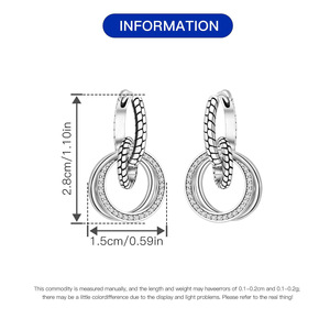 Pendientes/argollas clásicos de latón blanco con patrón de piel de serpiente de múltiples anillos, originales, de nicho, pendientes de alta gama para mujer - Product Image 2