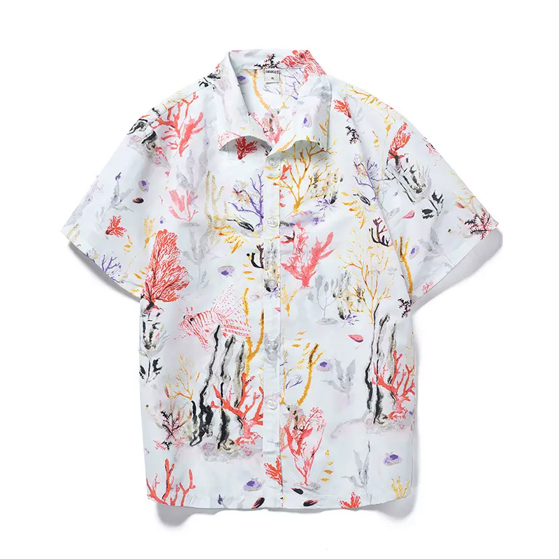 Guangying été polyester DTG mode hommes plage enfant personnalisé coton chemises hawaïennes en gros