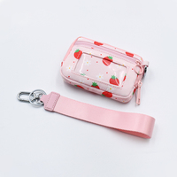 Porte-monnaie mini gonflé Kawaii personnalisé en usine, broderie mignonne, fermeture éclair japonaise, antivol, en tissu écologique, porte-clés, porte-cartes de crédit