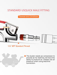 Juego de Pistola de Aire Comprimido de Alta Resistencia con Conexión NPT de 1/4'', Incluye Extensión de 4'', Acoplador Rápido Industrial, Portabolas de Acero-001 - Product Image 5