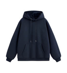 Custom <b>Navy</b> <b>Men</b> Pullover Hoodie Relaxed Fit <b>Fleece</b> Sweatshirt Wholesale Casual Streetwear Apparel Supplier Bulk B2B USA EU UK - Product Image 1