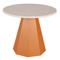 Table de salle à manger moderne ronde orange à base octogonale en aluminium, résistante aux intempéries, pour appartement, patio, jardin, utilisation en extérieur