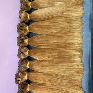 Vente en gros paquet de cheveux trame droite de couleur naturelle cuticule vierge alignée extensions de cheveux humains bruts doublement étirés - Product Image 1