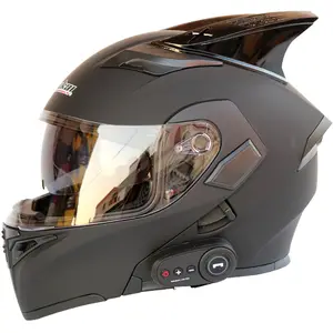 新しいデザインのオートバイ電動バイクインテリジェントヘルメットリモートBTオックスホーンヘルメット