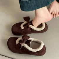 Chaussures fourrées populaires pour femmes, idéales pour l'extérieur, Nouveauté Automne Hiver 2026, Mocassins chauds doublés polaire en coton
