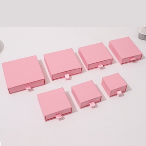 Navy Color Plain Paper Rigid Drawer Jewelry Box Custom logo Printed Popular <b>Sliding</b> Paper Drawer Box Jewelry Packaging Box - Product Image 6