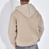 Sweat à capuche en polyester brillant pour homme, coupe ajustée, fermeture éclair, avec tissu interlock épais de poids moyen, tissu respirant