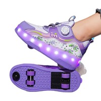 Chaussures à roulettes pour enfants, filles, quatre roues, chaussures de skate à LED, garçons, rollers, baskets avec roues