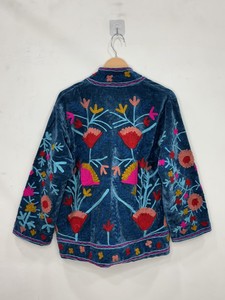 Ethnic Luxury Outerwear Indian Suzani Embroidery <b>Velvet</b> <b>Jacket</b> Suzani Boho Coat Unisex Spring <b>Jacket</b> for Boho Fashion - Product Image 3