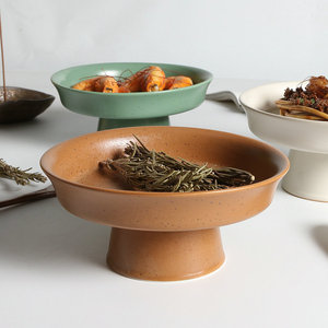 Assiette en céramique sur pied, plat surélevé pour servir des fruits, des collations, des desserts, pour la maison ou les restaurants - Product Image 3