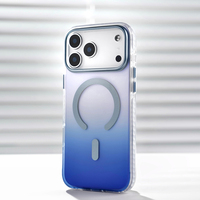 JOYPORODO B002 Casing Ponsel Magnetik TPE Mewah dengan Gradasi Warna untuk iPhone 18 17 16 15 Pro Max, Casing Anti Benturan Trendi Bertekstur Doff untuk Samsung