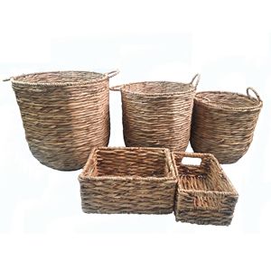 ตะกร้าผักตบชวาสำหรับจัดเก็บเสื้อผ้าจัดระเบียบบ้านและตกแต่งทำจากเวียดนามปรับขนาดได้ - Product Image 1