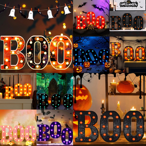Luces LED Decorativas de Halloween con la Letra 'BOO', Letrero Luminoso, Ambiente Espeluznante, Accesorios para Fiestas, Iluminación Festiva, Luces Decorativas - Product Image 1
