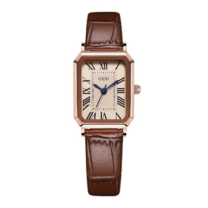 Reloj elegante para estudiantes con esfera cuadrada pequeña retro, reloj de pulsera de cuero de alta gama, reloj de cuarzo impermeable para mujer - Product Image 1